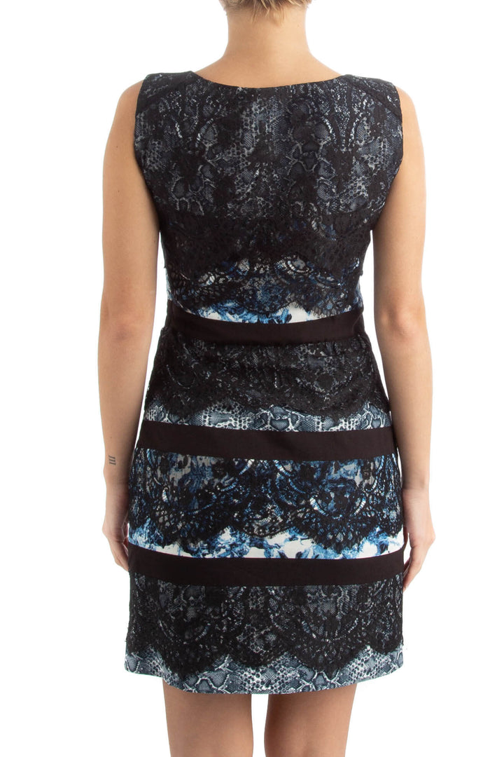 Vestido BCBG Maxazria azul y negro, vista posterior – ClosetRehab