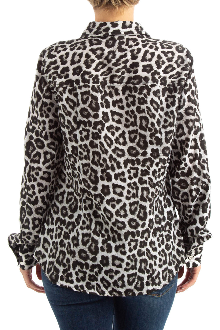 Blusa Michael Kors gris y negro, vista posterior – ClosetRehab