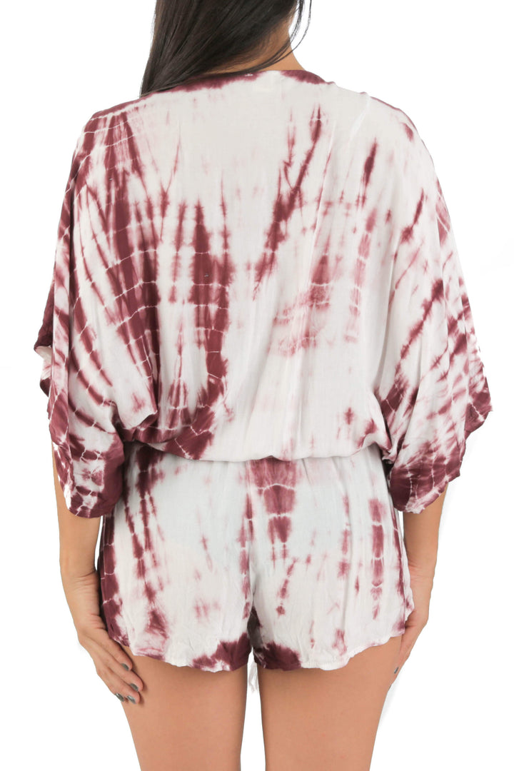 Traje de baño Surf Gypsy blanco y estampado, vista posterior – ClosetRehab