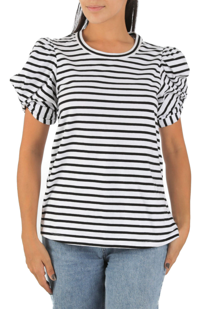 Blusa A.L.C. estampado y negro, vista frontal – ClosetRehab