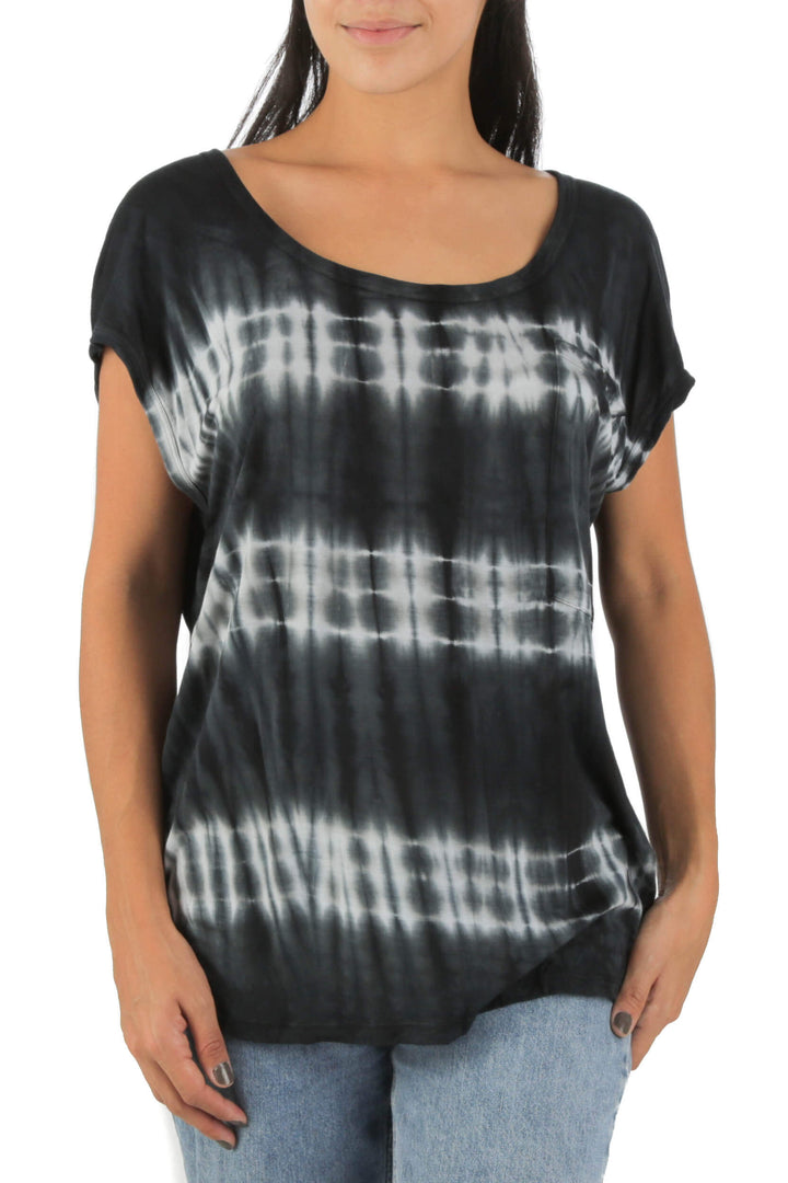 Blusa Go Couture azul y estampado, vista frontal – ClosetRehab