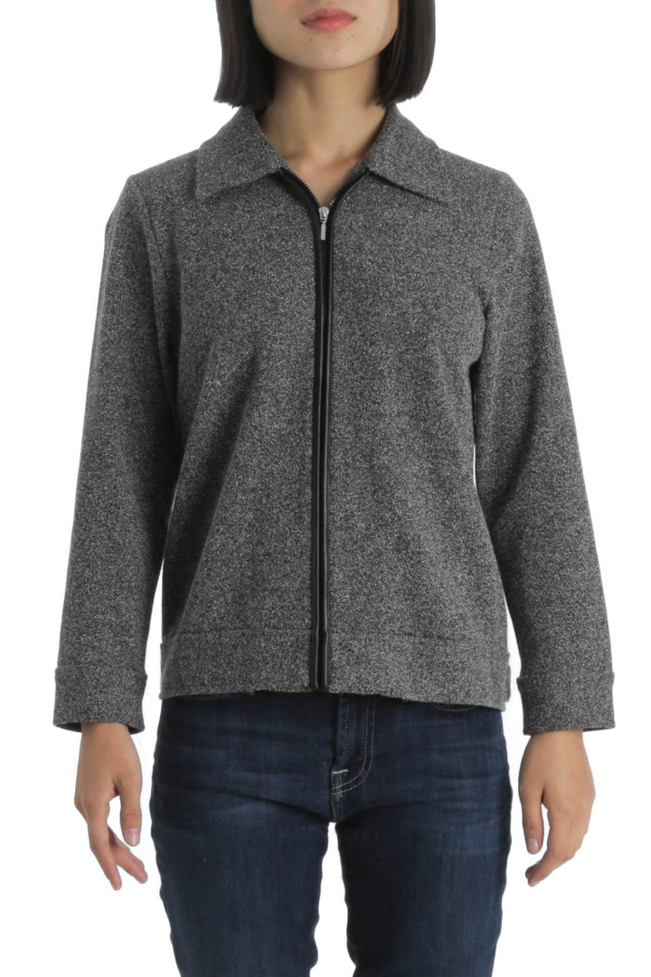 Chamarra Liz Claiborne gris, vista frontal – ClosetRehab