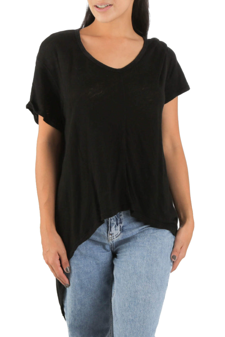 Blusa Wilt negro, vista frontal – ClosetRehab