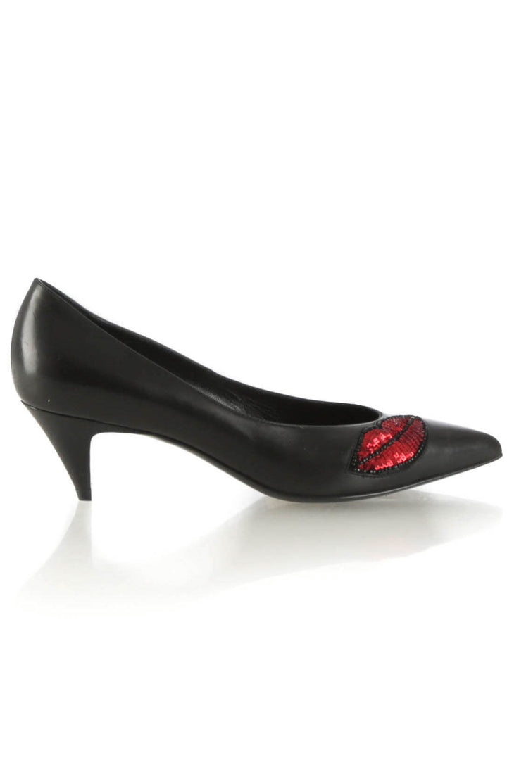 Pumps Yves Saint Laurent negro talla 6.5 USA de piel, excelente estado, vista frontal | ClosetRehab