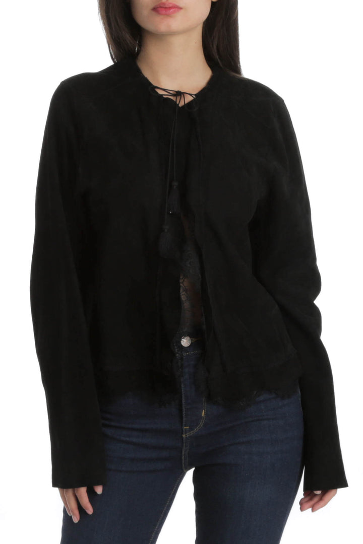 Chamarra Elie Tahari negro, vista frontal – ClosetRehab