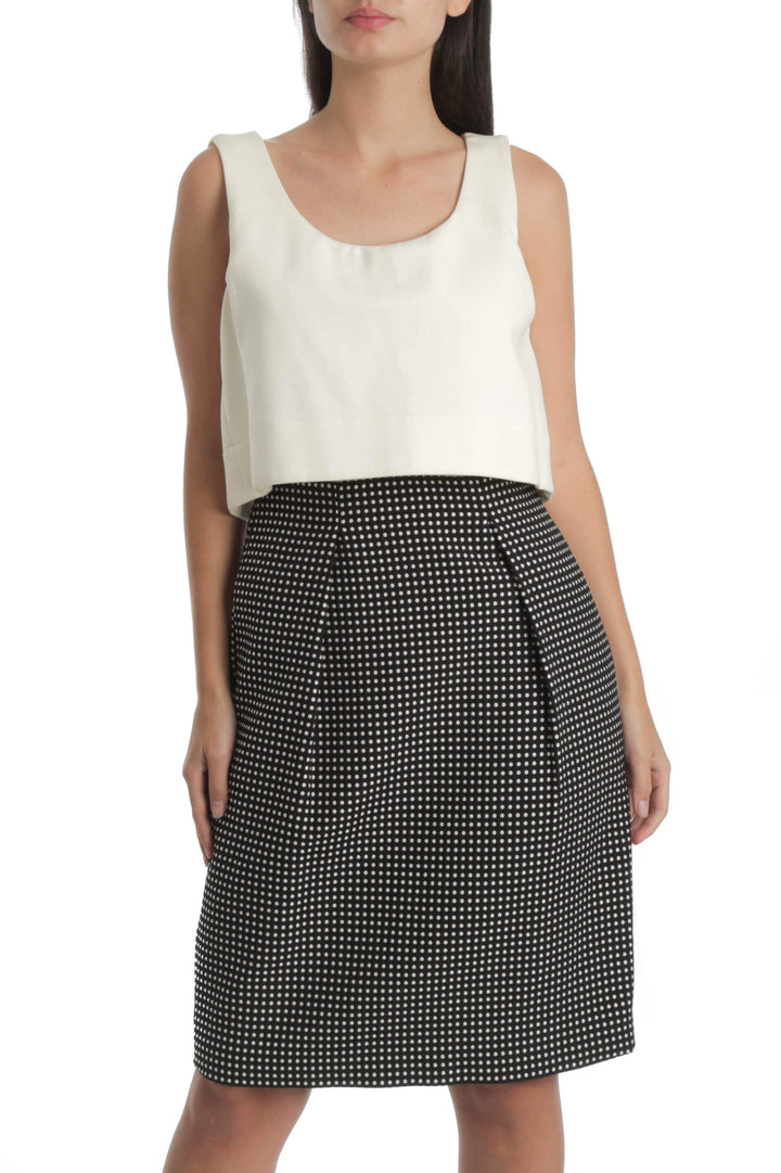 Vestido Erin Fetherston blanco y estampado, vista frontal – ClosetRehab