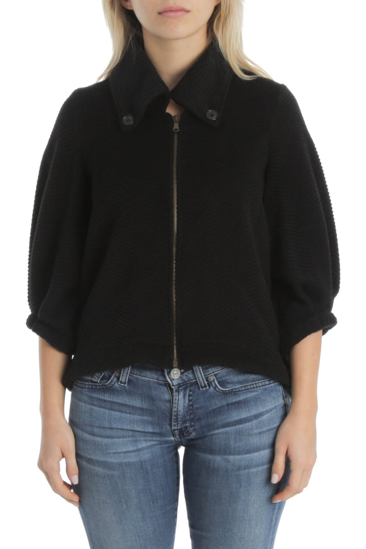 Abrigo Billy Reid negro, vista frontal – ClosetRehab