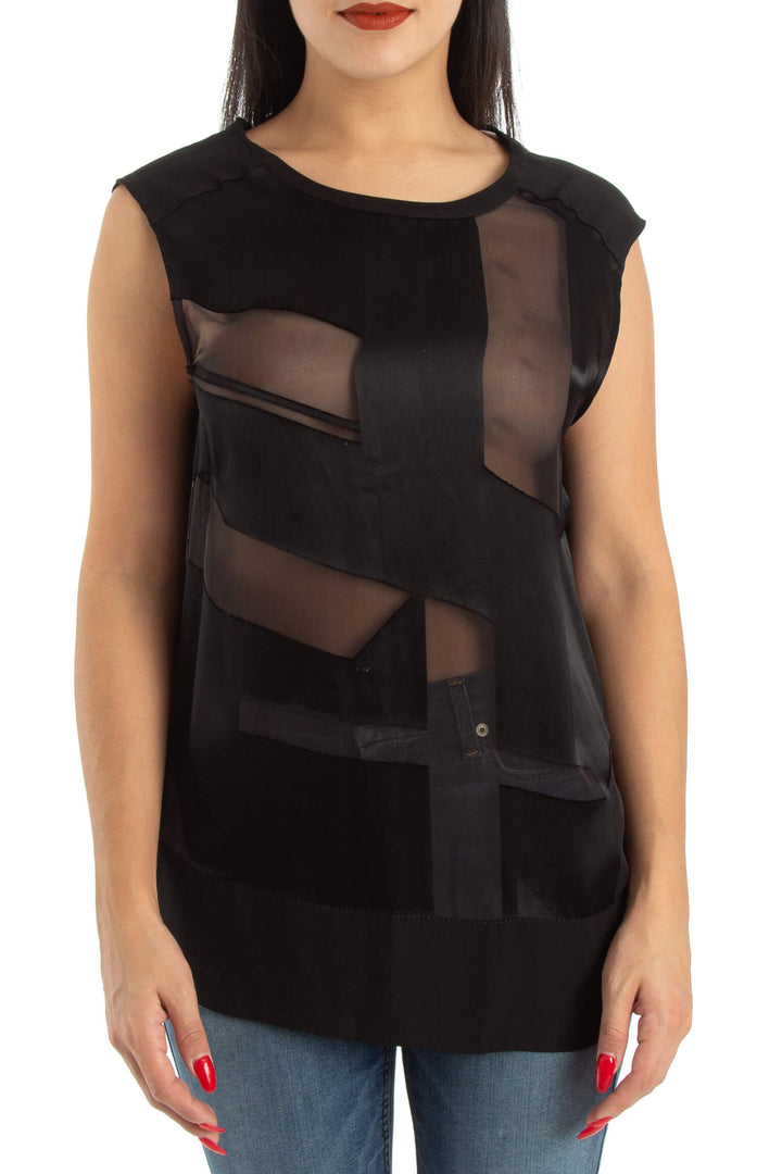 Blusa Helmut Lang negro, vista frontal – ClosetRehab