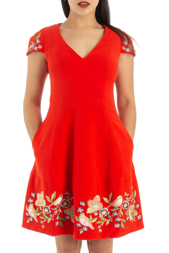 Vestido Marchesa Notte rojo, vista frontal – ClosetRehab