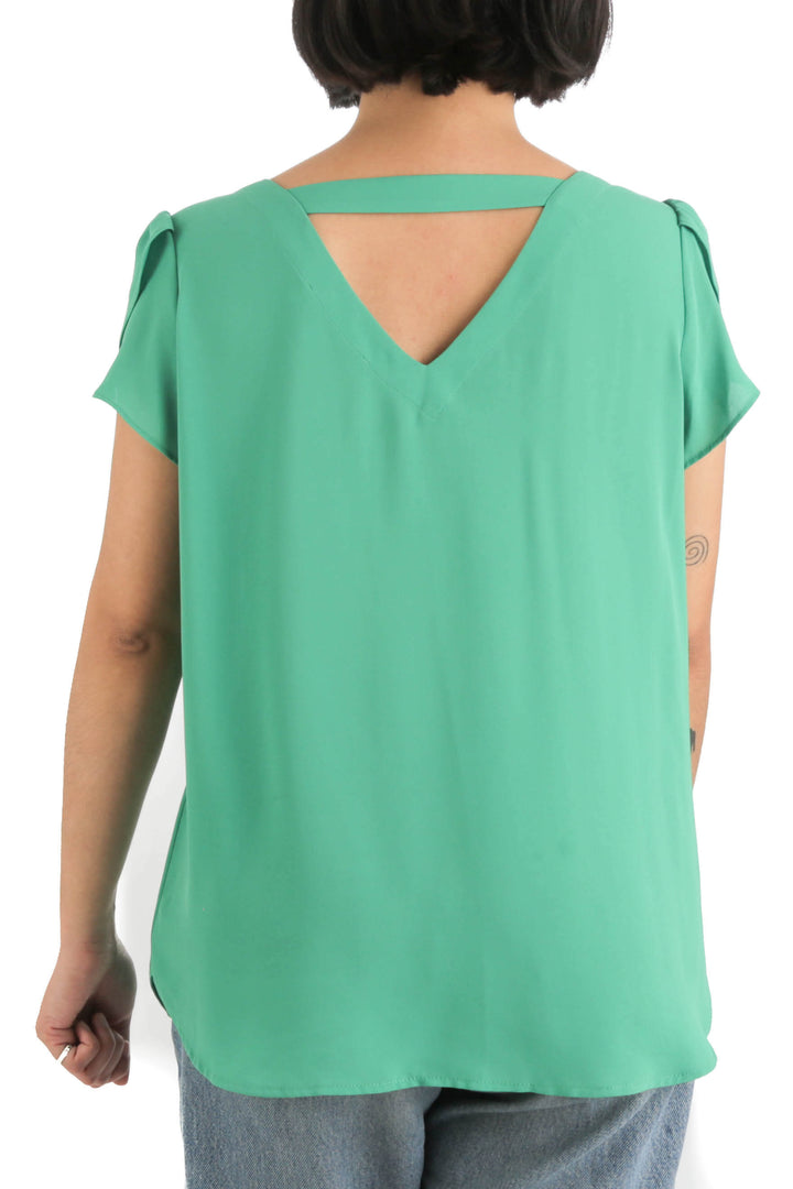 Blusa LOFT verde, vista posterior – ClosetRehab