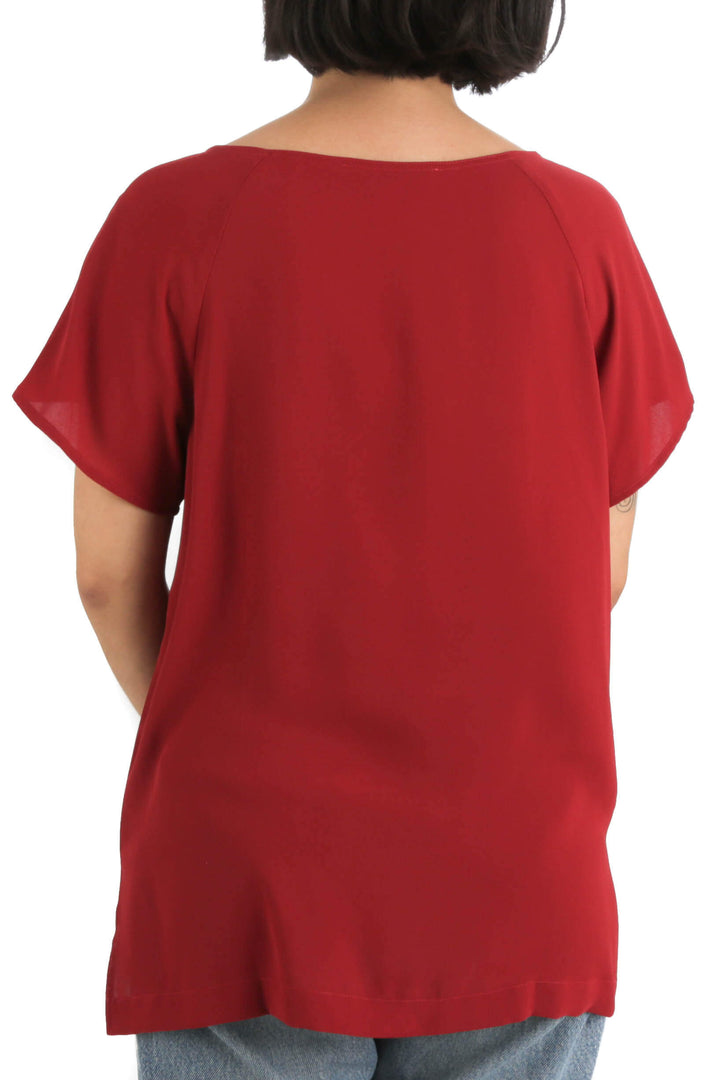 Blusa LOFT rojo, vista posterior – ClosetRehab