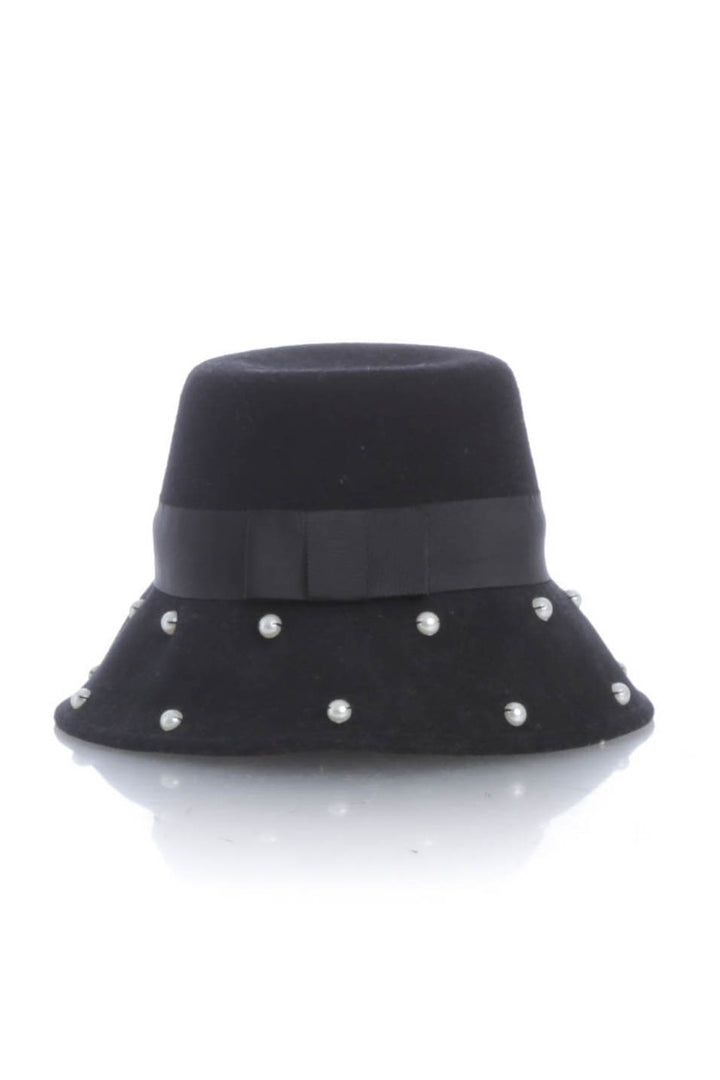 Sombrero Kate Spade negro, vista frontal – ClosetRehab
