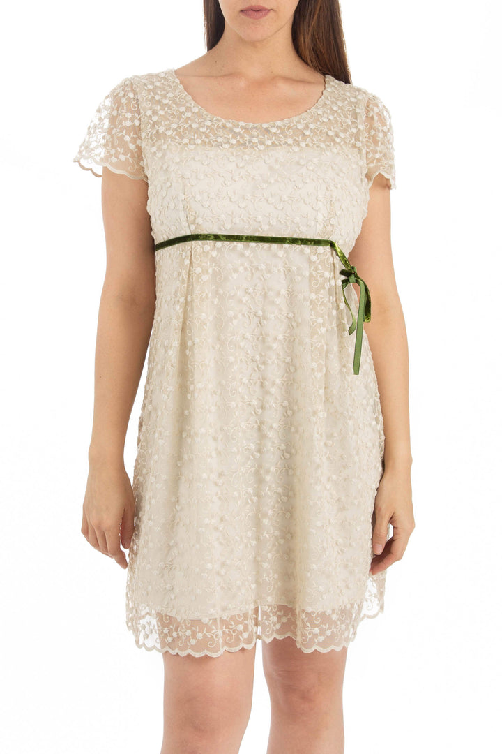 Vestido Adolfo Dominguez beige, vista frontal – ClosetRehab