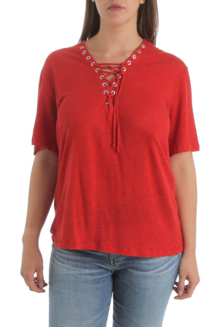 Blusa IRO rojo, vista frontal – ClosetRehab
