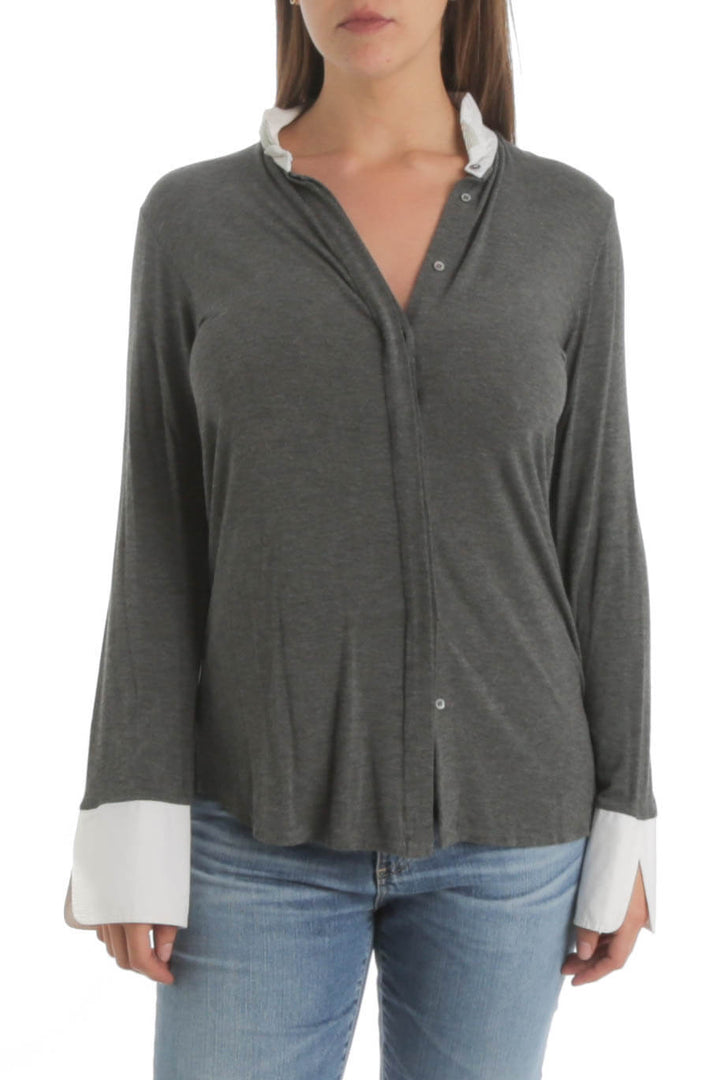 Blusa Ambrosi gris, vista frontal – ClosetRehab