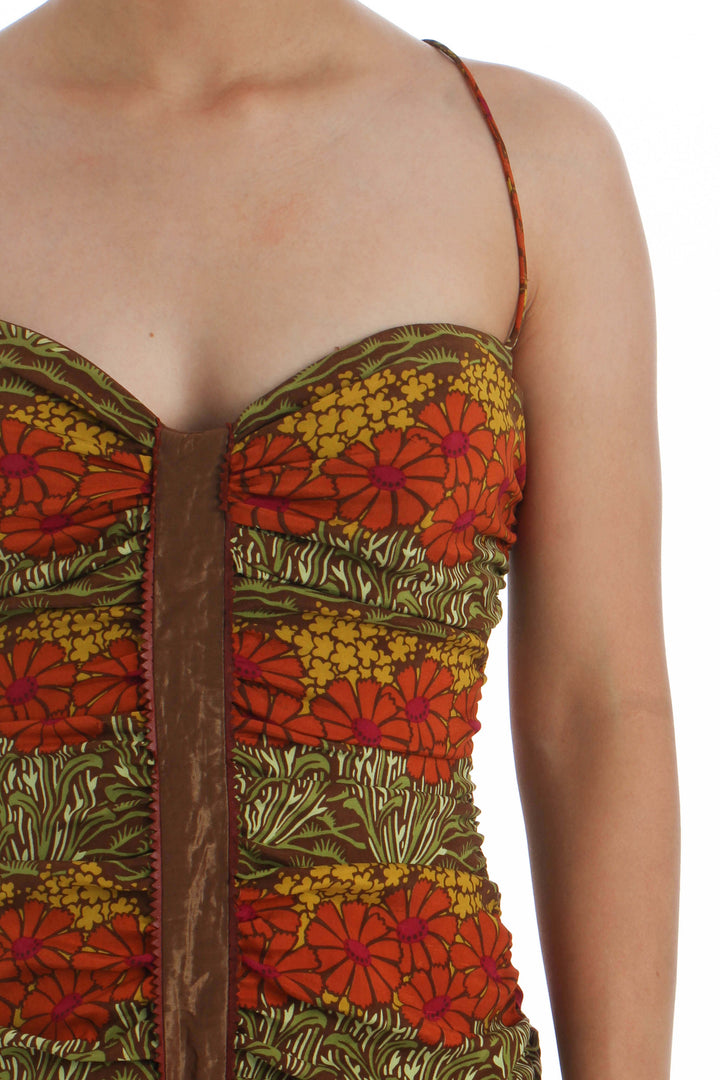Vestido Nicole Miller naranja, vista lateral – ClosetRehab