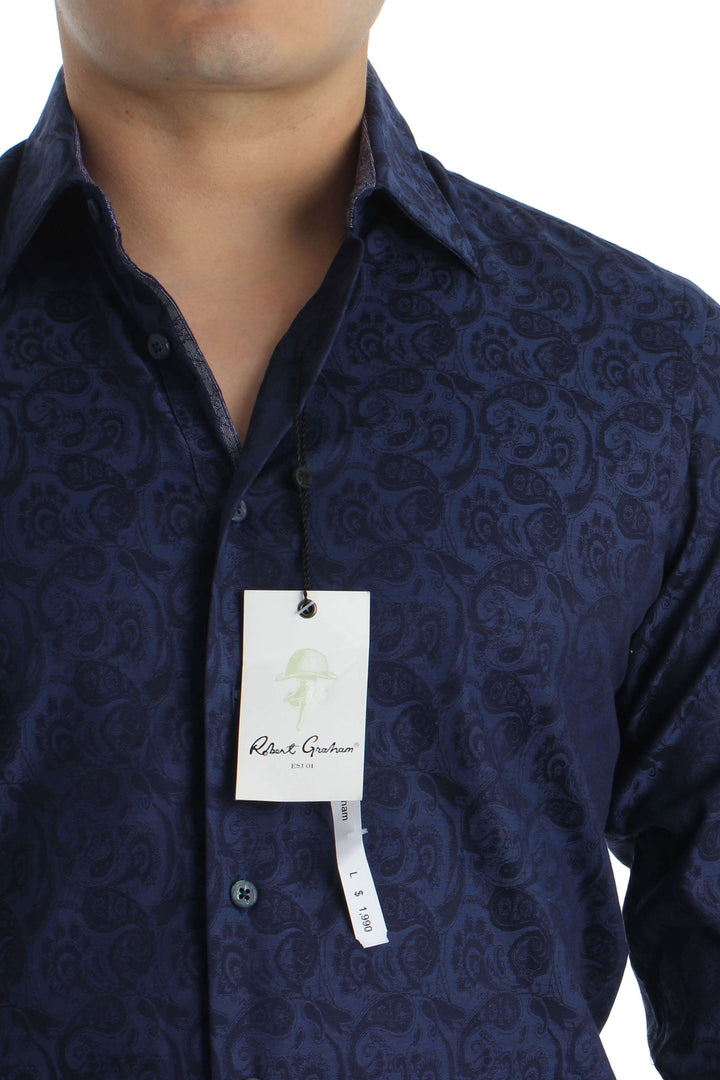 Camisa Robert Graham NWT azul, vista lateral – ClosetRehab