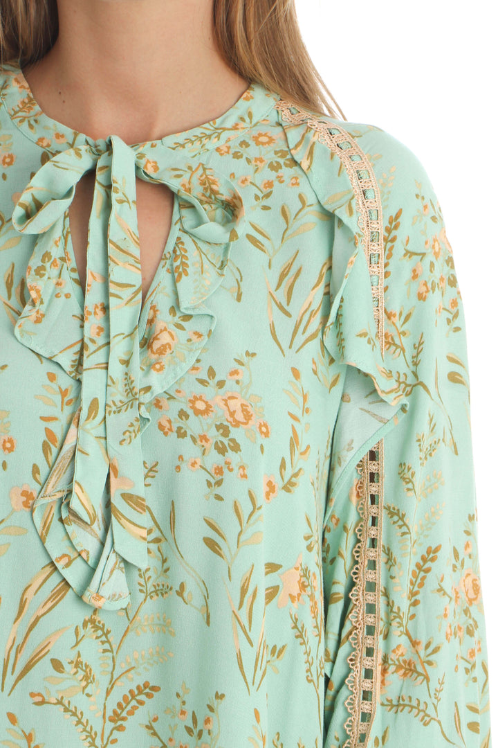 Blusa Spell & The Gypsy estampado y verde, vista lateral – ClosetRehab