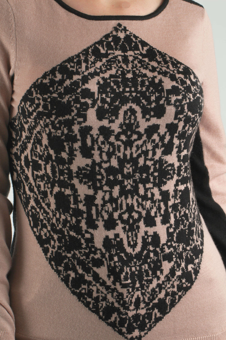 Suéter Adrianna Papell negro y rosa, vista lateral – ClosetRehab