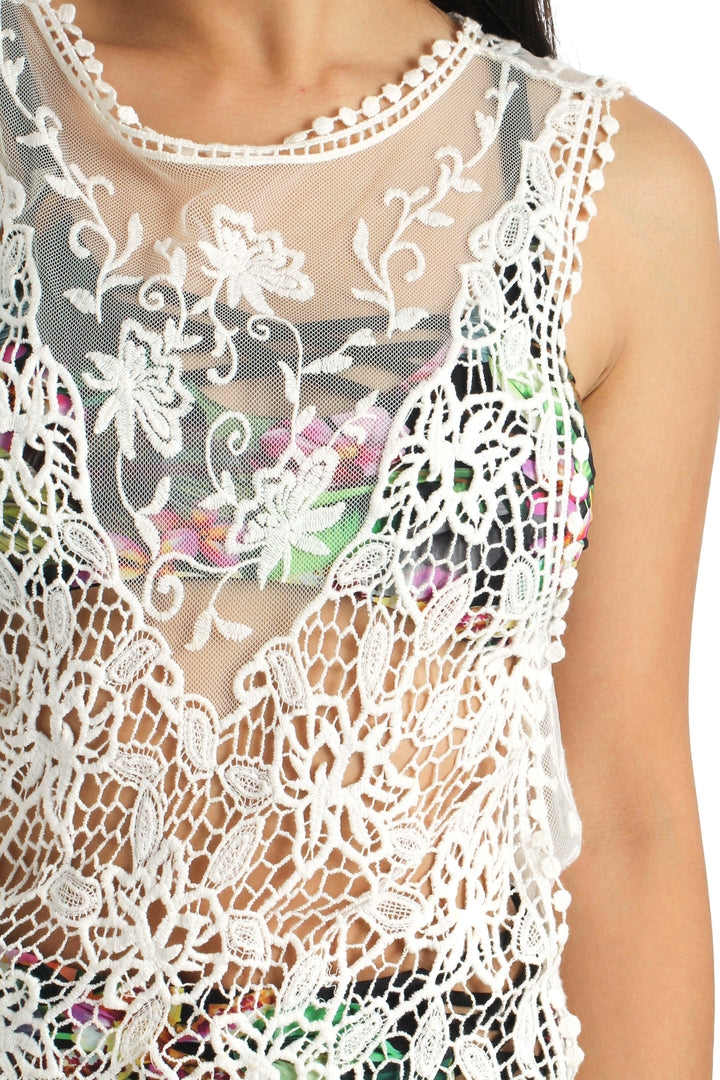 Traje de baño Boho blanco, vista lateral – ClosetRehab