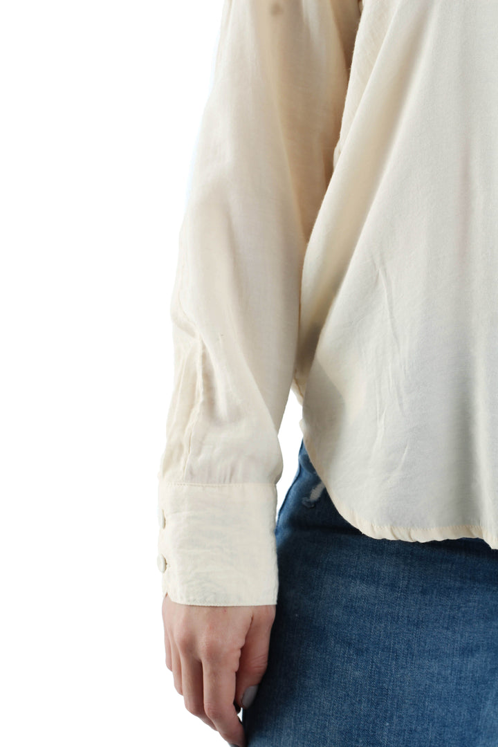 Blusa Mango beige, vista lateral – ClosetRehab