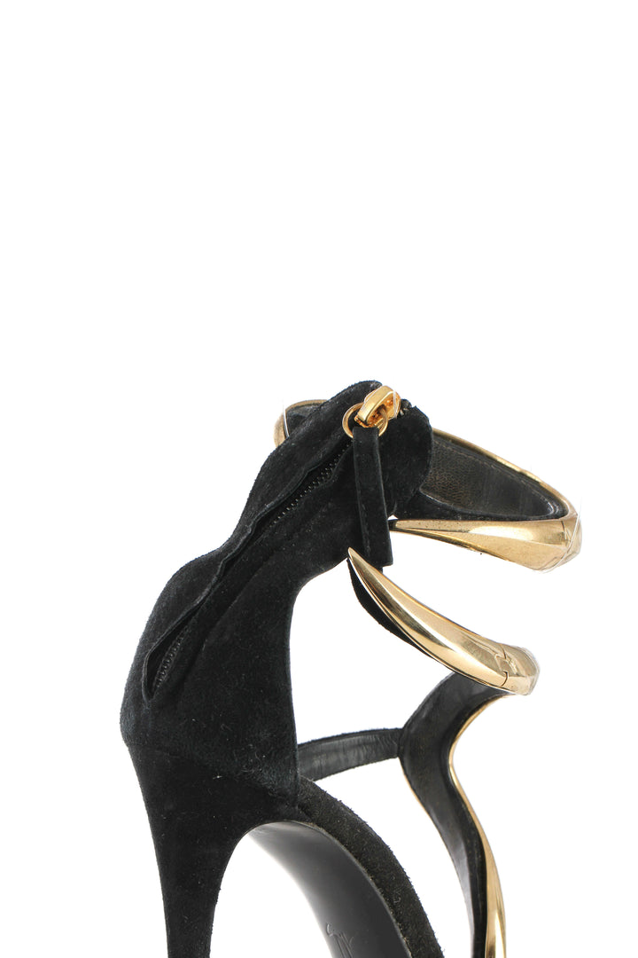 Sandalias Giuseppe Zanotti negro, detalle de serpiente metálica | ClosetRehab