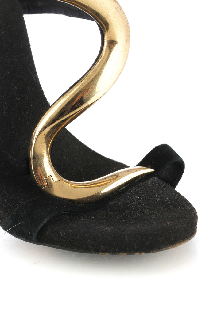 Sandalias Giuseppe Zanotti negro talla 8 USA, detalle de empeine | ClosetRehab