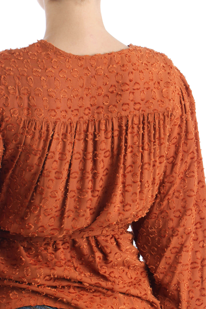 Blusa BCBG Maxazria naranja, vista lateral – ClosetRehab