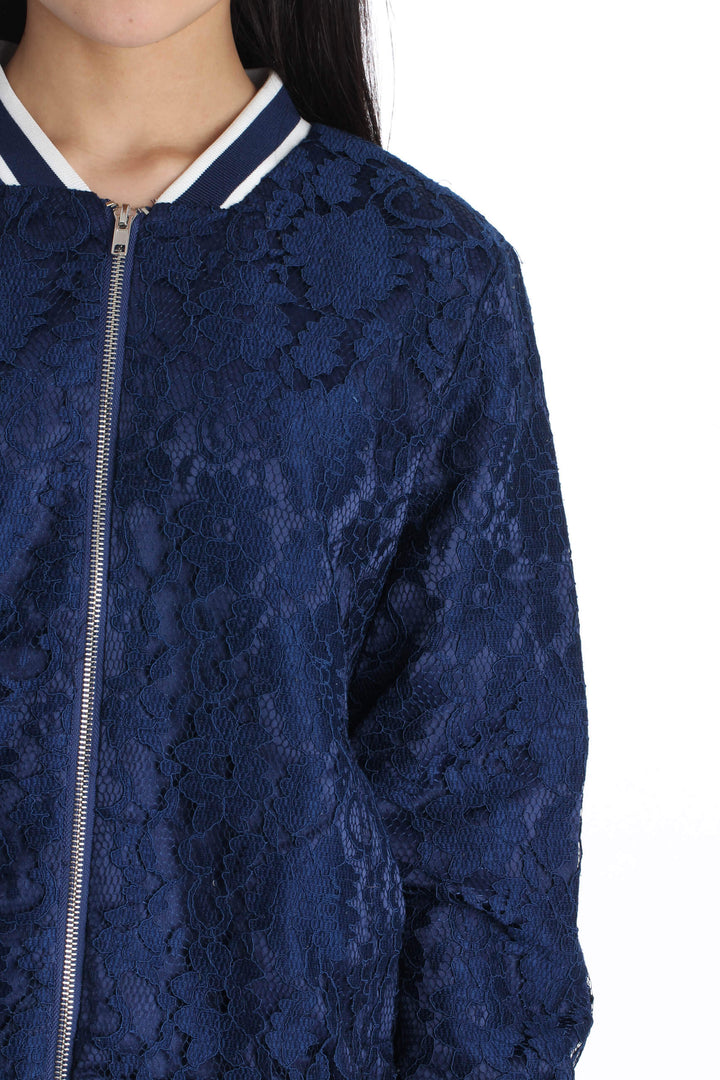Chamarra English Factory azul, vista lateral – ClosetRehab