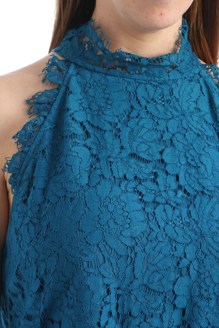Blusa Diane von Furstenberg azul, vista lateral – ClosetRehab
