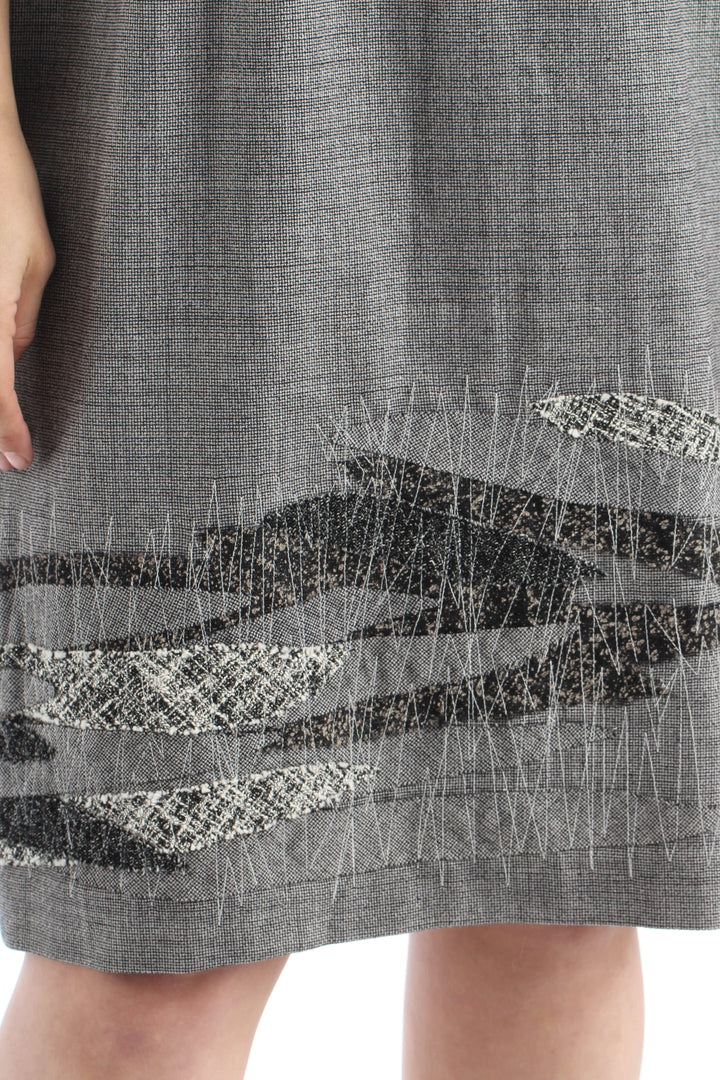 Vestido Elie Tahari gris, vista lateral – ClosetRehab