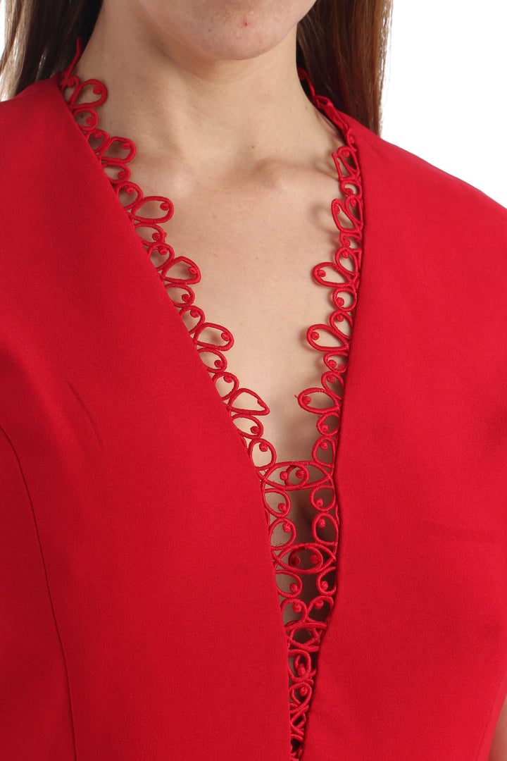 Vestido Elie Tahari rojo, vista lateral – ClosetRehab
