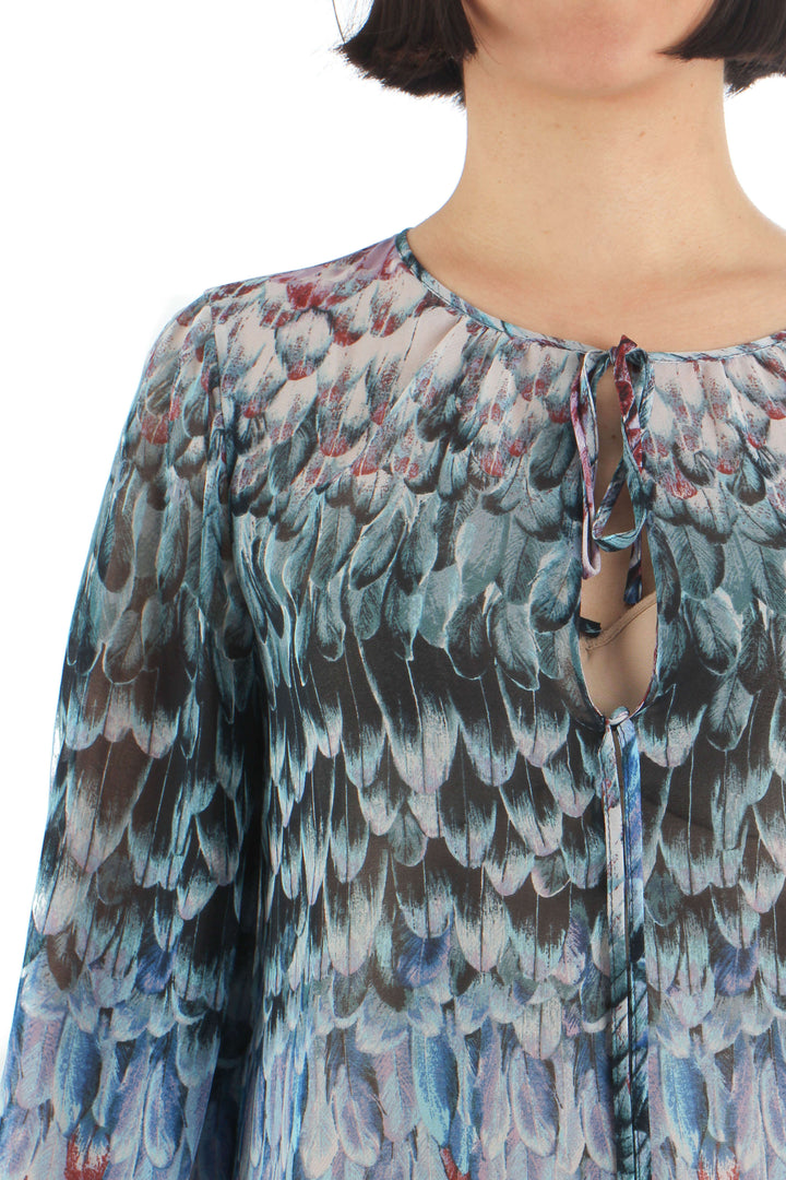Blusa BCBG Maxazria azul, vista lateral – ClosetRehab