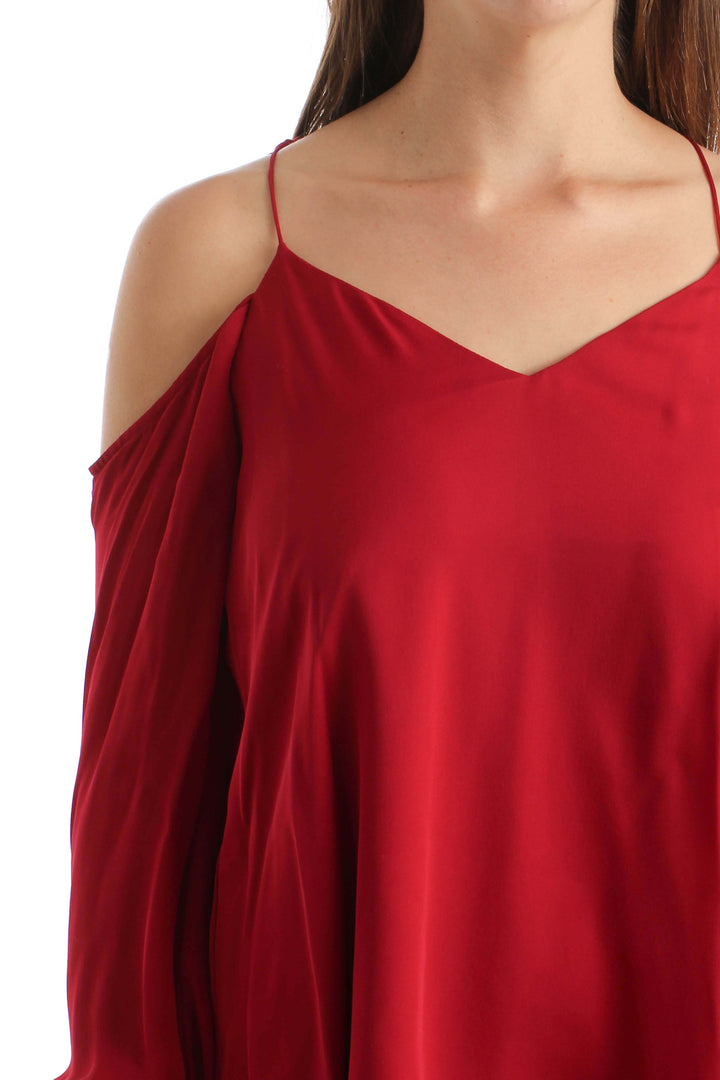 Blusa Haute Hippie rojo, vista lateral – ClosetRehab