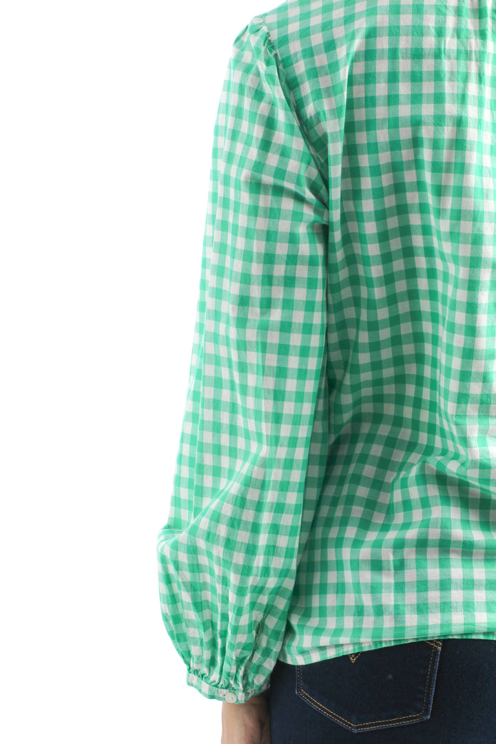 Blusa J. Crew verde, detalle – ClosetRehab