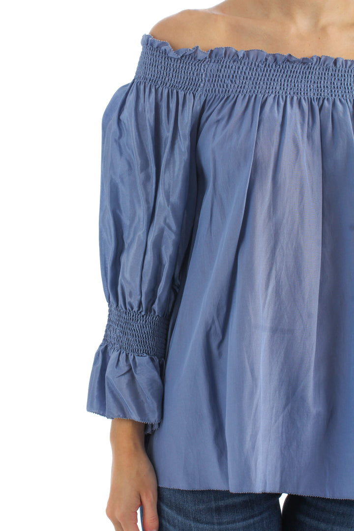 Blusa 7 For All Mankind azul, vista lateral – ClosetRehab