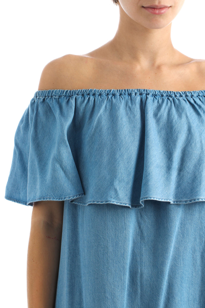 Vestido 7 For All Mankind azul, vista lateral – ClosetRehab