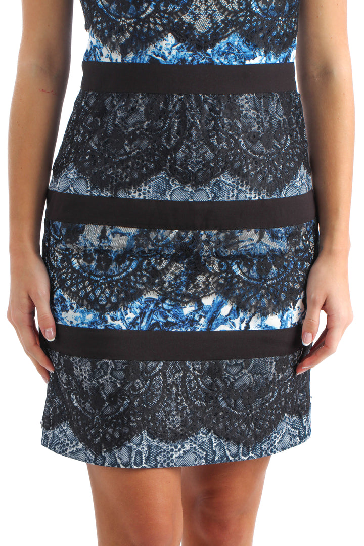 Vestido BCBG Maxazria azul y negro, detalle – ClosetRehab