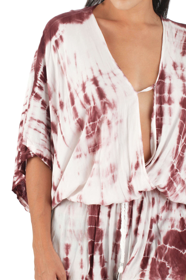 Traje de baño Surf Gypsy blanco y estampado, vista lateral – ClosetRehab