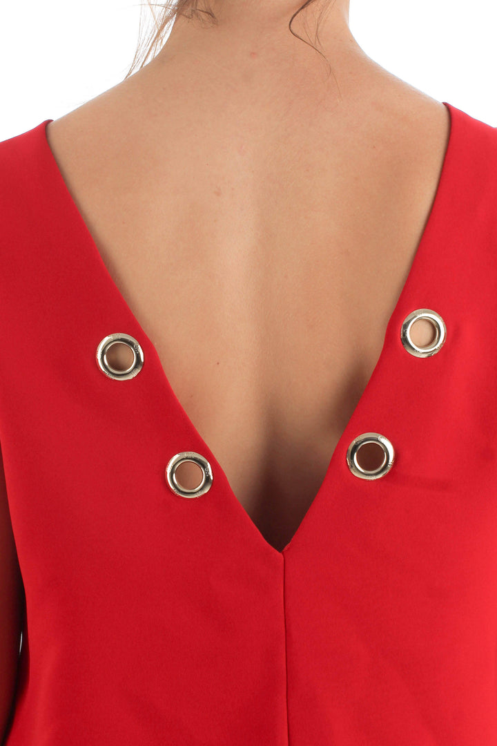 Blusa Carolina Herrera rojo, vista lateral – ClosetRehab