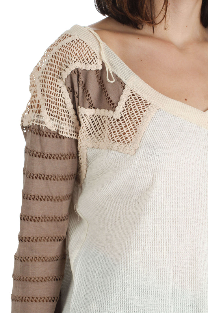 Blusa Free People NWT café, vista lateral – ClosetRehab