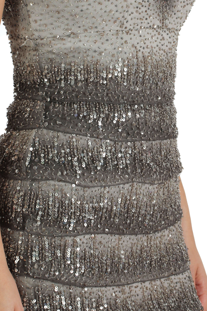 Vestido Jovani gris, vista lateral – ClosetRehab