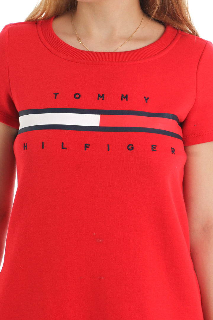 Vestido Tommy Hilfiger rojo, vista lateral – ClosetRehab