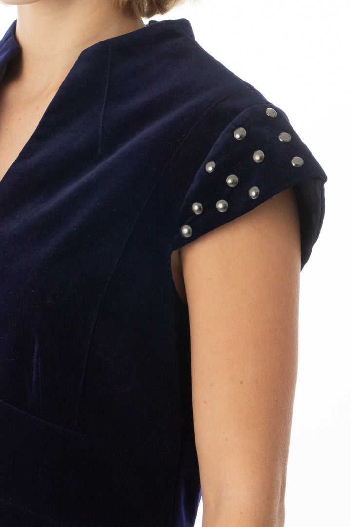 Vestido Antonio Melani azul y morado, detalle 5 – ClosetRehab