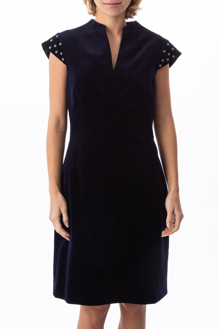 Vestido Antonio Melani azul y morado, vista frontal – ClosetRehab