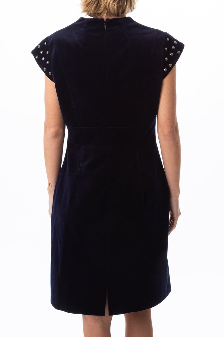 Vestido Antonio Melani azul y morado, vista lateral – ClosetRehab
