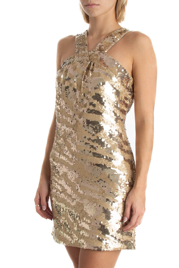Vestido Rachel Zoe NWT dorado, vista posterior – ClosetRehab