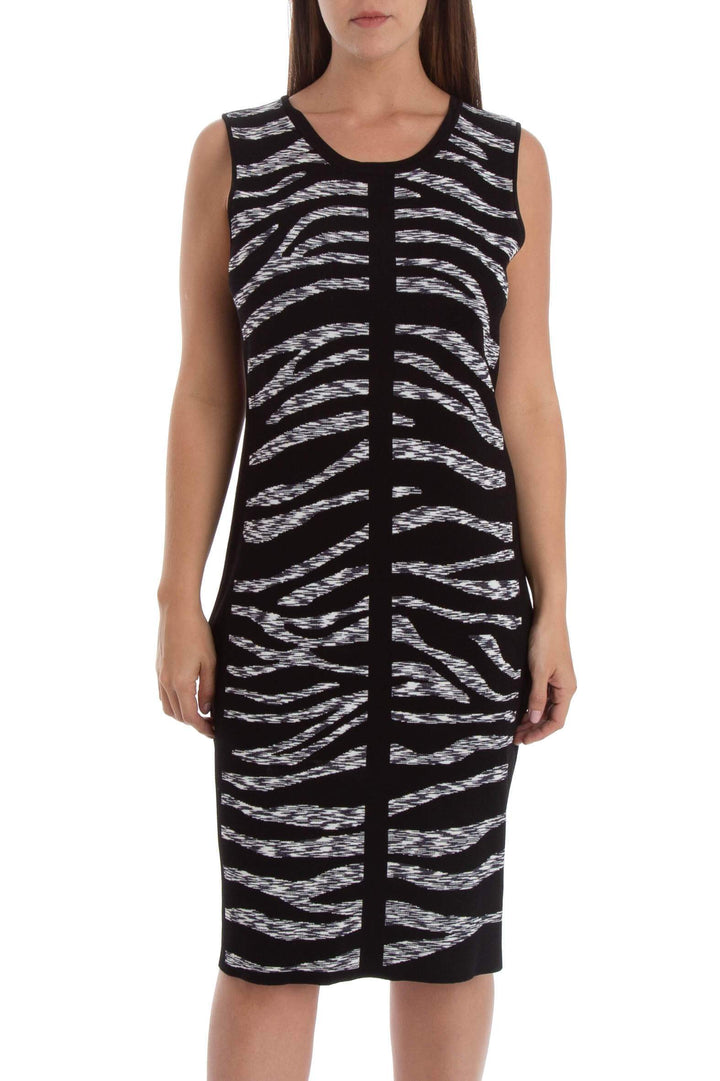 Vestido Calvin Klein estampado y negro, vista frontal – ClosetRehab
