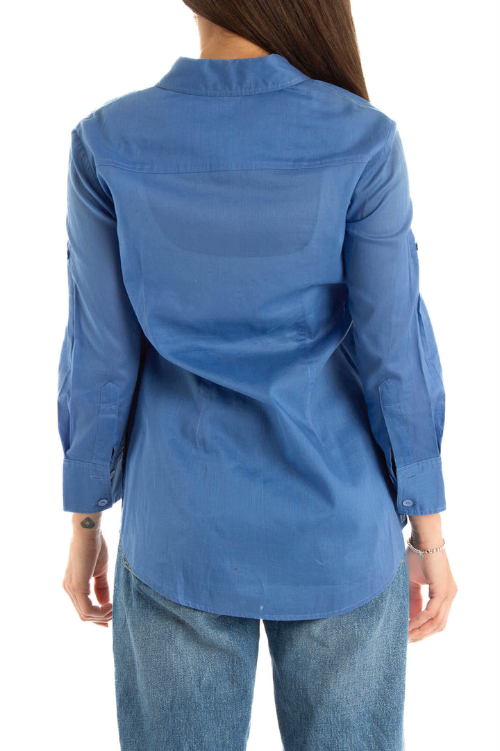 Blusa Theory azul, vista posterior – ClosetRehab