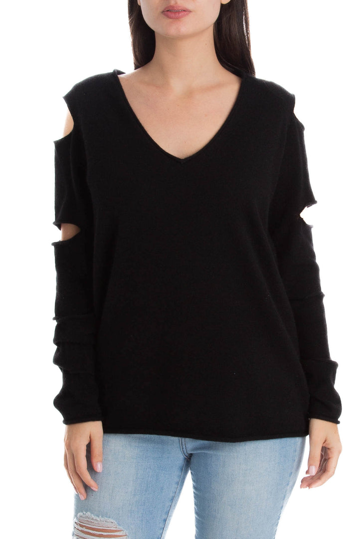 Suéter Aqua Cashmere negro, vista frontal – ClosetRehab